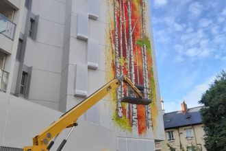 Accès grande hauteur pour la réalisation d’une fresque de street art